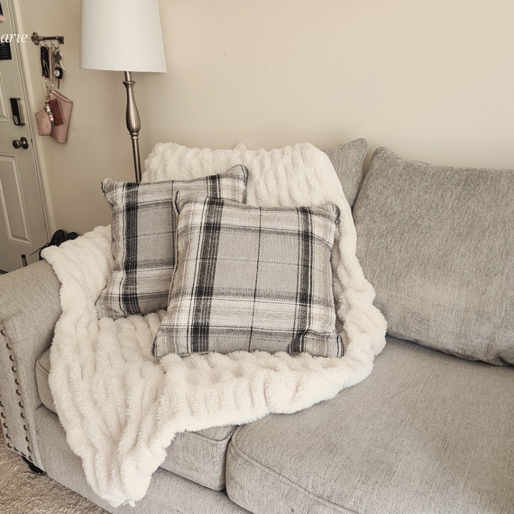 Retro Farmhouse Plaid Cotton Linen Throw Pillow - Picture 1 of 2